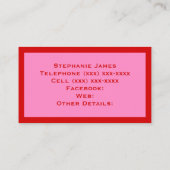 Elegant DIY kleuren roze #3 Rood Visitekaartje (Achterkant)