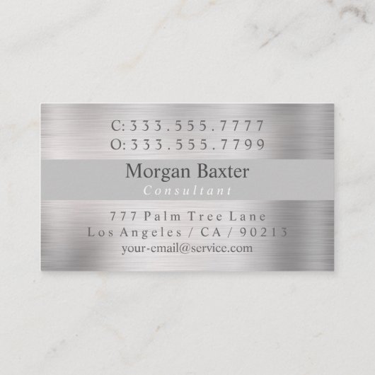 Elegant DIY Monogram, geborsteld staal Visitekaartje (Achterkant)