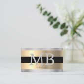 Elegant DIY Monogram, geel goud geborsteld staal z Visitekaartje (Staand voorkant)