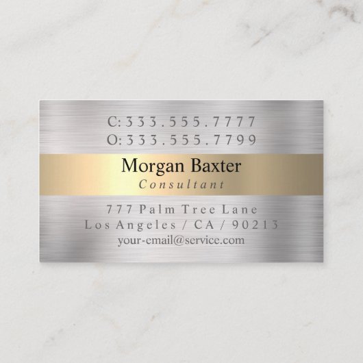 Elegant DIY Monogram, geel goud geborsteld staal z Visitekaartje (Achterkant)