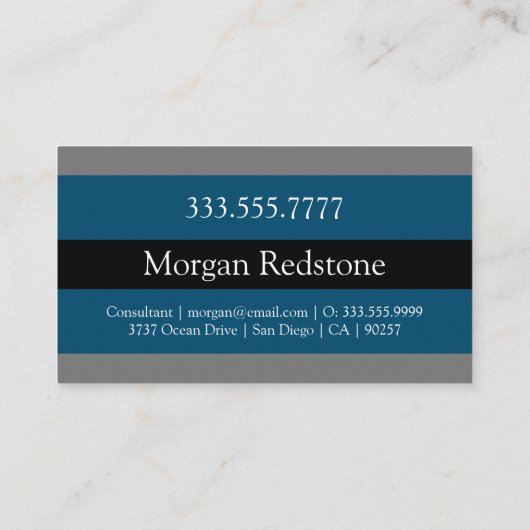 Elegant DIY Monogram Naam Blk DkGrey Ocean Blue Visitekaartje (Achterkant)