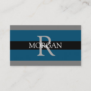 Elegant DIY Monogram Naam Blk DkGrey Ocean Blue Visitekaartje