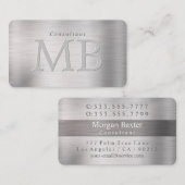 Elegant DIY-monogram, naam, geborsteld staal Visitekaartje (Voorkant / Achterkant)