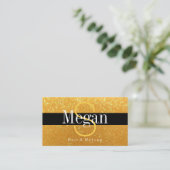 Elegant DIY Monogram Naam Gouden Glitter, Zwarte S Visitekaartje (Staand voorkant)