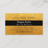 Elegant DIY Monogram Naam Gouden Glitter, Zwarte S Visitekaartje (Achterkant)