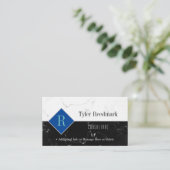 Elegant DIY Monogram Naam Info, Wit & Zwart Marmer Visitekaartje (Staand voorkant)