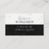 Elegant DIY Monogram Naam Info, Wit & Zwart Marmer Visitekaartje (Achterkant)