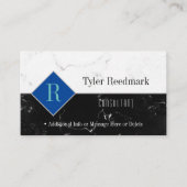 Elegant DIY Monogram Naam Info, Wit & Zwart Marmer Visitekaartje (Voorkant)