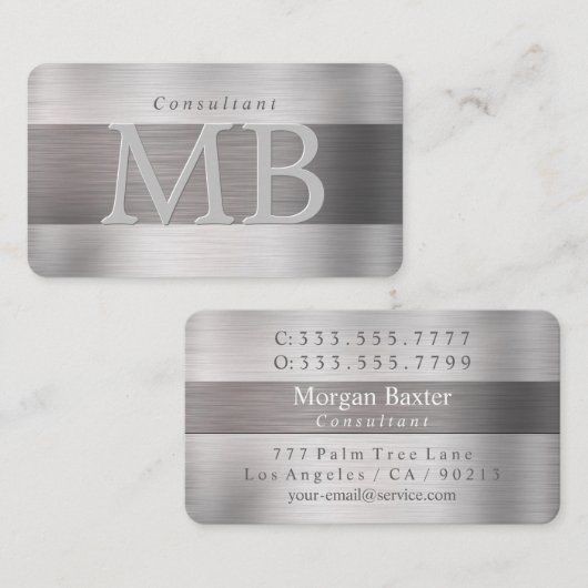 Elegant DIY Monogram Naam LT & DK Geborsteld Staal Visitekaartje (Voorkant / Achterkant)