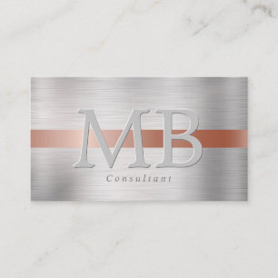 Elegant DIY Monogram Roos Goud & Geborsteld Staal Visitekaartje