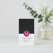 Elegant DIY-monogram, wit en zwart marmer, violet Visitekaartje (Staand voorkant)