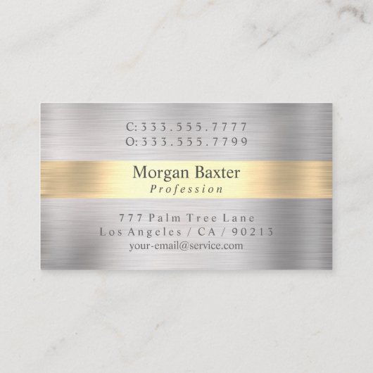 Elegant DIY Uw Logo Bedrijfsnaam Zilver & Goud Visitekaartje (Achterkant)