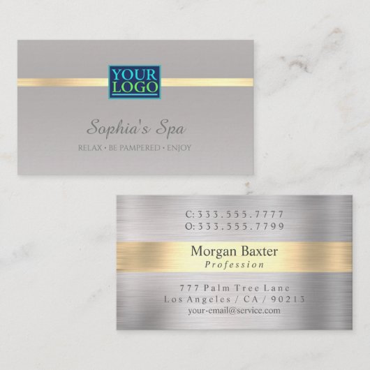 Elegant DIY Uw Logo Bedrijfsnaam Zilver & Goud Visitekaartje (Voorkant / Achterkant)