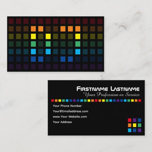 Elegant DJ rainbow kwadratenmuziek equalizer VJ Visitekaartje (Voorkant / Achterkant)