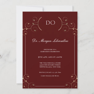 Elegant DO Gold Burgundy Afstuderen Kaart