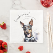 Elegant Doberman Waiter Waterverf Servet (Insitu)