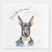 Elegant Doberman Waiter Waterverf  Servet (Voorkant)