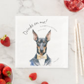 Elegant Doberman Waiter Waterverf  Servet (Insitu)
