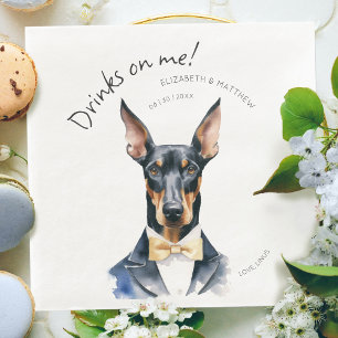 Elegant Doberman Waiter Waterverf Servet