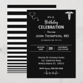 Elegant Doctor Birthday Party Black en White Kaart (Voorkant / Achterkant)