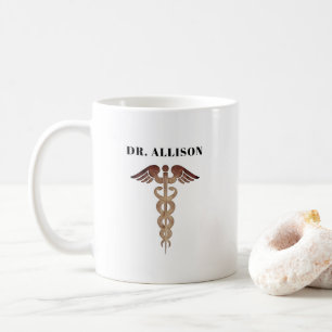 Elegant Doctor Gold Caduceus Symbool gepersonalise Koffiemok