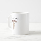 Elegant Doctor Gold Caduceus Symbool gepersonalise Koffiemok (Voorkant links)