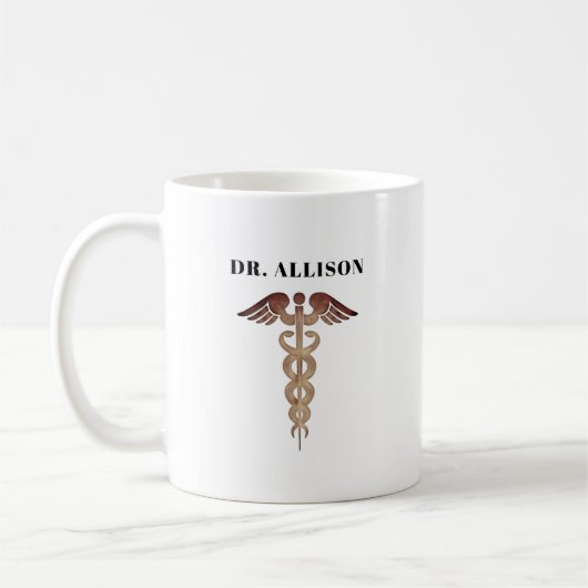 Elegant Doctor Gold Caduceus Symbool gepersonalise Koffiemok (Links)