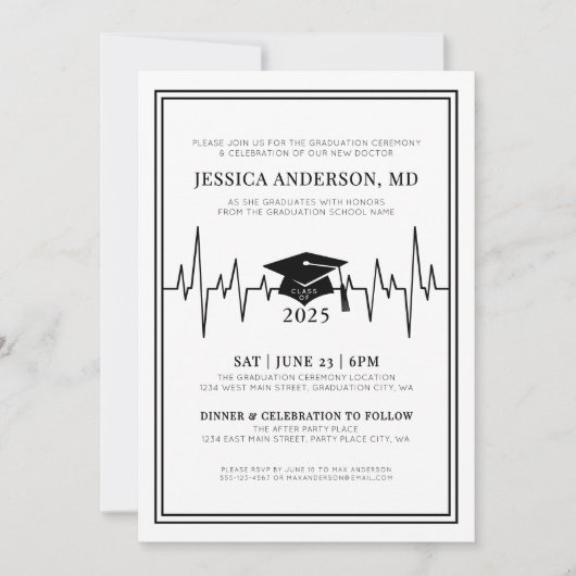 Elegant Doctor Medical Nursing School Afstuderen Kaart (Voorkant)