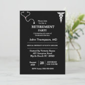 Elegant Doctor Retirement Party Black and White in Kaart (Staand voorkant)