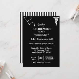 Elegant Doctor Retirement Party Black and White in Kaart