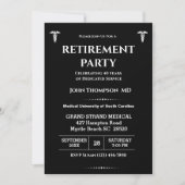 Elegant Doctor Retirement Party Black and White Kaart (Voorkant)