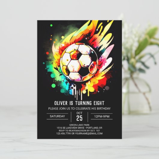 Elegant doel afdrukbare voetbal verjaardag kaart (Staand voorkant)