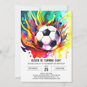 Elegant Doel Waterverf Voetbal Verjaardag Kaart