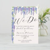 Elegant doen we Paarse Wisteria bloemenbruiloft Kaart (Staand voorkant)