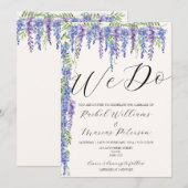 Elegant doen we Paarse Wisteria bloemenbruiloft Kaart (Voorkant / Achterkant)
