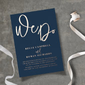 Elegant doen we Roos Gold & Blue Wedding Folie Uitnodiging