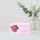 Elegant Dog Cat Grooming Glitter Pet Sitter Paw Visitekaartje (Staand voorkant)