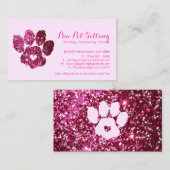 Elegant Dog Cat Grooming Glitter Pet Sitter Paw Visitekaartje (Voorkant / Achterkant)