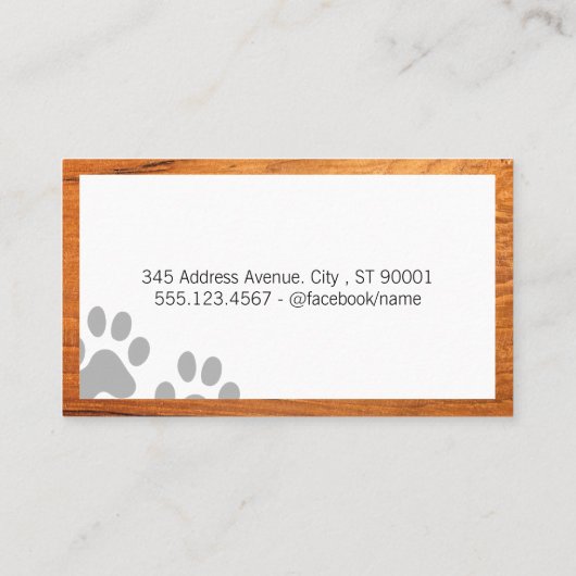 Elegant Dog Groomer | Houtkorrels Visitekaartje (Achterkant)