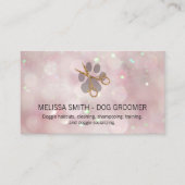 Elegant Dog Groomer | Roze Bokeh Visitekaartje (Voorkant)