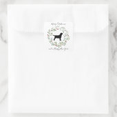 Elegant Dog Merry Kerstmis met zwarte labrador Vierkante Sticker (Tas)