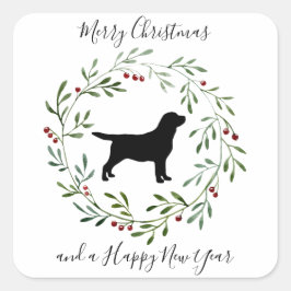 Elegant Dog Merry Kerstmis met zwarte labrador Vierkante Sticker
