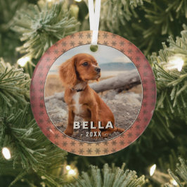 Elegant Dog Pet Foto Golden Snowflakes kerst Glas Ornament