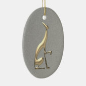 Elegant Dog Silhouette Gold en Silver Keramisch Ornament (Rechts)