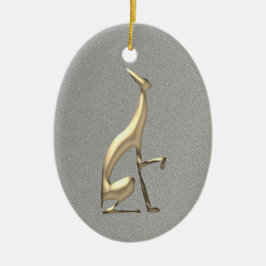 Elegant Dog Silhouette Gold en Silver Keramisch Ornament