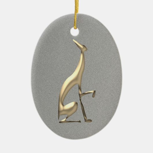Elegant Dog Silhouette Gold en Silver Keramisch Ornament (Voorkant)