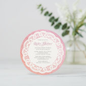 Elegant Doily Baby shower Invitation/Pink Coral Kaart (Staand voorkant)