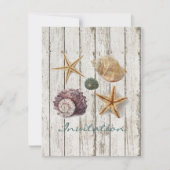 elegant dok hout seizoenshelds strandbruiloft kaart (Voorkant)
