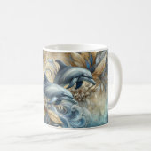 Elegant Dolphins with Golden Floral Waves Koffiemok (Voorkant rechts)