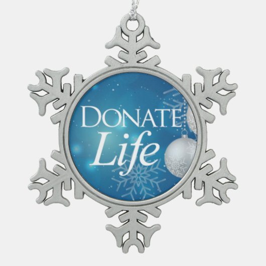 Elegant Donate Life Kerstmis Tin Sneeuwvlok Ornament (Voorkant)